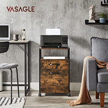 Load image into Gallery viewer, VASAGLE File Cabinet, Mobile Filing Cabinet with Wheels, 2 Drawers, Open Shelf, for A4, Letter Size, Hanging File Folders, Rustic Brown and Black UOFC71X