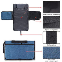 Load image into Gallery viewer, Baby Portable Changing Pad,Diaper Change Mat with Head Cushion and Pockets,Travel Changing Mat Station, Travel Home Change Mat Organizer Bag for Toddlers Infants and Newborns. (Blue)