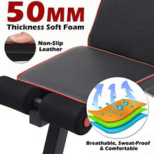 Load image into Gallery viewer, MCNBLK Adjustable Weight Bench 800lbs Capacity, Incline Decline Weight Lifting Workout Bench Home Gym, Multi-Position Utility Bench for Full Body Workout, Folding Dumbbells Bench with Elastic Ropes