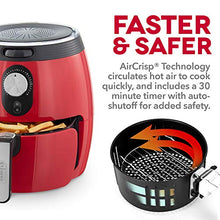 Load image into Gallery viewer, DASH DMAF355GBRD02 Deluxe Electric Air Fryer + Oven Cooker with Temperature Control, Non Stick Fry Basket, Recipe Guide + Auto Shut off Feature, 3qt, Red