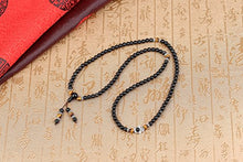 Load image into Gallery viewer, COAI 108 Mala Beads Black Obsidian Tiger Eye Stone Hamsa Hand Bracelet Necklace