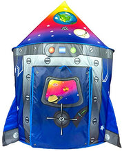 Load image into Gallery viewer, Rocket Ship Play Tent Playhouse | Unique Space and Planet Design for Indoor and Outdoor Fun, Imaginative Games & Gift | Foldable Playhouse Toy + Carry Bag for Boys & Girls | by Imagenius Toys