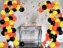 Load image into Gallery viewer, Construction Baby Boy Birthday Decorations Black Yellow and Orange Balloon Garland & Arch Black Yellow Orange Confetti Balloons Fall Balloon Party Supplies