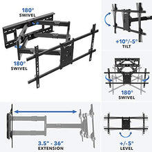 Load image into Gallery viewer, Mount-It! Long Extension TV Mount, Dual Arm Full Motion Wall Bracket with 36 inch Extended Articulating Arm, Fits Screen Sizes 50 55 60 65 70 75 80 85 90 Inch, VESA 800x400mm Compatible, 176 lb