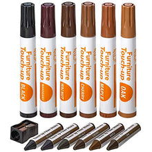 Load image into Gallery viewer, Katzco Furniture Repair Kit Wood Markers - Set of 13 - Markers and Wax Sticks with Sharpener - for Stains, Scratches, Floors, Tables, Desks, Carpenters, Bedposts, Touch-Ups, Cover-Ups, Molding Repair