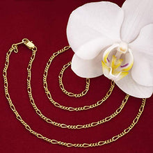 Load image into Gallery viewer, Lifetime Jewelry 1.5mm Figaro Chain Necklace Women and Men 24k Real Gold Plated (Gold, 22)