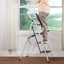 Load image into Gallery viewer, charaHOME 4 Step Ladder Step Stool 500 lb Capacity Folding Portable Ladder Steel Frame with Safety Side Handrails Non-Slip Wide Pedal Kitchen and Home Stepladder with Attachable Tool Bag