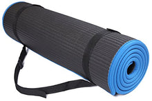 Load image into Gallery viewer, BalanceFrom GoFit All-Purpose 2/5-Inch (10mm) Extra Thick High Density Anti-Slip Exercise Pilates Yoga Mat with Carrying Strap, Blue & Black