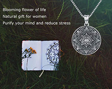 Load image into Gallery viewer, Friggem Sterling Silver Mandala Necklace,Flower of Life Pendant Necklace for Teen Girls Gift for Women,3D Blooming Black Mandala Pendant Chain 18",Vintage Viking Necklace Jewelry with Fine Gift Box
