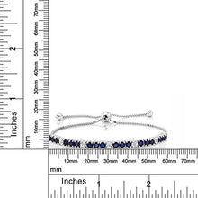 Load image into Gallery viewer, Gem Stone King Sterling Silver Blue Sapphire and White Diamond Tennis Bracelet Jewelry for Women's 2.05 cttw Fully Adjustable Up to 9 Inch