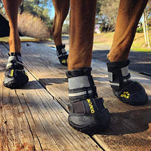 Load image into Gallery viewer, QUMY Dog Boots Waterproof Shoes for Large Dogs with Reflective Straps Rugged Anti-Slip Sole Black 4PCS / Set (Size 7: 2.8''x3.2(W*L) for 63-75 lbs, Black)