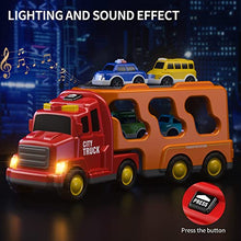 Load image into Gallery viewer, TEMI Toddler Truck Toys for 3 4 5 6 Years Old Boys Girls - 5 in 1 Carrier Truck Transport Vehicles, Friction Power Car Toy for Age 3-9, Push and Go Car Gifts Christmas Birthday