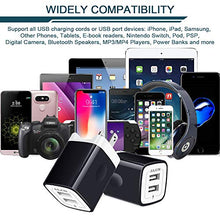 Load image into Gallery viewer, Travel USB Wall Charger, AILKIN 2.4A/2Pack Dual Foldable USB Plug, Dual Port Small Charger Cube USB Box Charger Base Power Outlet Block for Smart Cell Phone XR XS XS MAX Fast Charging Box-Black