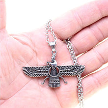 Load image into Gallery viewer, Asoodehdelan Large Double Sided Hematite Silver Pt Farvahar Necklace Iranian Gift Persian Iran Faravahar (24" Chain)