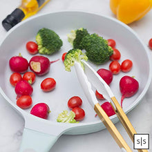 Load image into Gallery viewer, White Silicone and Gold Cooking Utensils for Modern Cooking and Serving, Stainless Steel Gold Serving Utensils - Spatulas for Non Stick Cookware