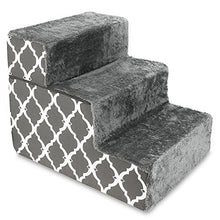 Load image into Gallery viewer, Best Pet Supplies Foldable Foam Pet Steps for Small Dogs and Cats, Portable Ramp Stairs for Couch, Sofa, and High Bed Climbing, Non-Slip Balanced Indoor Step Support, Paw Safe - Gray Lattice, 3-Step