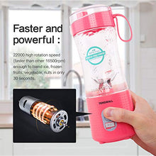Load image into Gallery viewer, Portable Blender, Smoothie Blenders, Personal Size Blender USB Rechargeable Smoothies and Shakes Juicer Cup, 4000mAh Battery Strong Power Pink