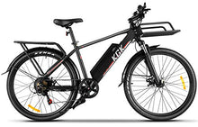 Load image into Gallery viewer, 26" Electric Bike, 350W 20MPH Electric Commuter Bicycle Adults Mountain Cargo Ebike with Removable 10.4Ah Battery, Professional 7-Speed Gears, Fender, Shock Absorption, Front Cargo Rack, Back Seat