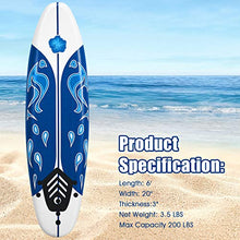 Load image into Gallery viewer, GYMAX Surfboard, 6FT Stand Up Paddle Board with Removable Fins & Safety Leash, Lightweight Non-Slip Paddle Board for Teenagers, Adult, Beginners (Daisy)