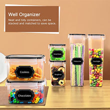 Load image into Gallery viewer, PRAKI Airtight Food Storage Container Set, 16 Pcs BPA Free Plastic Dry Food Canisters for Kitchen Pantry Organization and Storage Ideal for Cereal, Flour & Sugar - Labels, Marker(Black)
