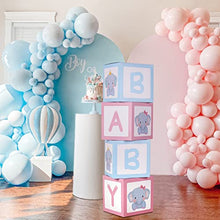 Load image into Gallery viewer, Elephant Baby block Boxes for Birthday Party Decorations, Elephant Gender Reveal Decorations – 4 Pink and Blue BABY Balloon Boxes With Elephant Printed, Babyshower Decorations for Boys Girls First Birthday