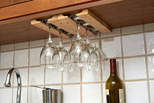 Load image into Gallery viewer, Fox Run Mounted Under-Cabinet Wooden Wine Glass Holder Rack, 11 x 7 x 0.75 inches, Brown