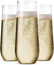 Load image into Gallery viewer, 48 Pack Stemless Plastic Champagne Flutes Disposable 9 Oz Clear Plastic Toasting Glasses Shatterproof Recyclable and BPA-Free