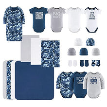 Load image into Gallery viewer, The Peanutshell Newborn Layette Gift Set for Baby Boys | 23 Piece Newborn Boy Clothes & Accessories Set | Fits Newborns to 3 Months | Blue Camo