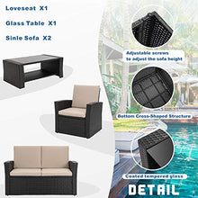 Load image into Gallery viewer, Shintenchi 4 Piece Outdoor Patio Furniture Sets, Wicker Rattan Sectional Sofa Couch with Glass Coffee Table for Backyard, Porch, Garden and Poolside Outdoor Patio Conversation Sets, Black