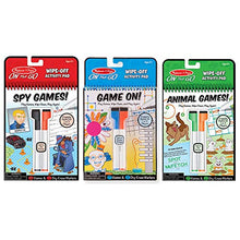 Load image into Gallery viewer, Melissa & Doug On The Go Wipe-Off Activity Pad Dry-Erase Games 3-Pack (Spy, Animal, Game On!)