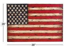 Load image into Gallery viewer, Deco 79 American Flag Rustic Wall Art,Wrought Iron Wall Decor 13965 Red 38 in x 1 in x 26 in (L x W x H)