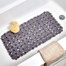 Load image into Gallery viewer, iDesign Pebblz Suction Non-Slip Bath Mat for Shower, Bathtub, Stall, 26" x 13.5", Gray