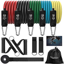 Load image into Gallery viewer, OlarHike Resistance Bands Set, Exercise Workout Bands with Handles for Women & Men, 5 Stackable Resistance Bands with Door Anchor, Ankle Straps, Carrying Case for Working Out, Fitness Training, Yoga