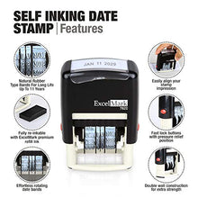 Load image into Gallery viewer, ExcelMark 7820 Self-Inking Rubber Date Stamp – Great for Shipping, Receiving, Expiration and Due Dates (Blue Ink)