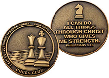 Load image into Gallery viewer, Christian Sports Coin for Young Athletes, Pack of 12, Bulk Gift for Football Team, I Can Do All Things Through Christ Who Gives Me Strength, Antique Gold Plated Challenge Coin, Philippians 4:13