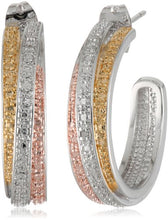 Load image into Gallery viewer, Amazon Collection Tri-Tone Plated Bronze Diamond Accent C-Hoop Earrings