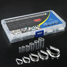 Load image into Gallery viewer, Glarks 250Pcs 304 Stainless Steel Wire Rope Cable Thimbles Combo and Aluminum Crimping Loop Sleeve Assortment Kit for Wire Rope Cable Thimbles Rigging