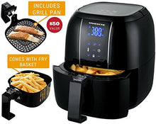 Load image into Gallery viewer, Ovente Electric Air Fryer 3.2-Quart for Grilling Roasting with Digital LED Touch Display Non-Stick Fry Basket & Pan, 1400 Watt Power Air Oven & Oilles Cooker with Temperature Control, Black FAD61302B