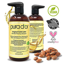 Load image into Gallery viewer, PURA D'OR Biotin Original Gold Label Anti-Thinning (16oz x 2) Shampoo & Conditioner Set, Clinically Tested Effective Solution w/ Herbal DHT Ingredients, All Hair Types, Men & Women (Packaging Varies)
