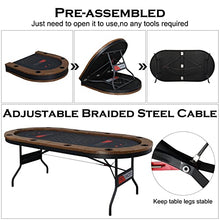 Load image into Gallery viewer, PEXMOR Foldable 10 Player Poker Table, Folding Blackjack Casino Card Game Table with Stainless Steel Cup Holders & Padded Rails, Portable Texas Holdem Poker Table