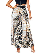 Load image into Gallery viewer, SheIn Women's Summer Boho Floral Print Fringe Split Thigh Full Length Maxi Skirt Multicolor Large