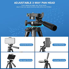 Load image into Gallery viewer, UBeesize 50” Phone Tripod Stand, Aluminum Lightweight Tripod for Camera and Phone, Cell Phone Tripod with Phone Holder and Carry Bag, Compatible with iPhone & Android
