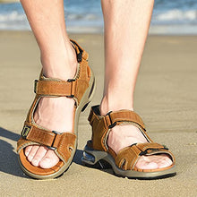 Load image into Gallery viewer, MarsRoad Men's Outdoor Hiking Sandals with Arch Support, Leather Open Toe Athletic Sport Summer Fisherman Water Shoes, Jesus sandals