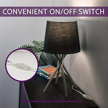 Load image into Gallery viewer, Kira Home Apollo 19" Modern Bedside Mini Table Lamp + 7W LED Bulb (Energy Efficient, 3000K Warm White), Black Fabric Shade, Brushed Nickel Finish