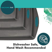 Load image into Gallery viewer, Rachael Ray Bakeware Nonstick Cookie Pan Set, 3-Piece, Gray with Agave Blue Grips