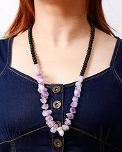 Load image into Gallery viewer, XHUUU Black Obsidian with Drusy Quartz Amethyst Crystal Long Necklaces for Women Healing Crystals and Gemstones Bead Necklace Spiritual Gifts
