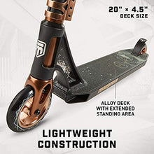 Load image into Gallery viewer, Mongoose Rise 110 Expert Youth and Adult Freestyle Kick Scooter, High Impact 110mm Wheels, Bike-Style Grips, Lightweight Alloy Deck, Black/Tan