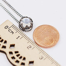 Load image into Gallery viewer, Luna Azure Vintage Style Sterling Silver 925 Moonstone Crown Pendant Necklace 18" Women girls Christmas gift present Jewelry
