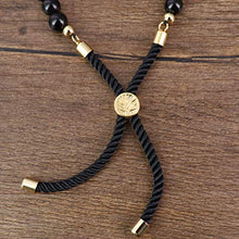Load image into Gallery viewer, COAI Mala Beads Black Obsidian Stone 7 Chakra Bolo Bracelet for Women