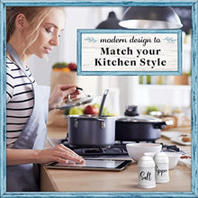 Load image into Gallery viewer, Home Acre Designs Salt and Pepper Shakers set Farmhouse Kitchen Decor Ceramic Salt Shaker -White Salt and Pepper Shaker - Wedding Registry Ideas Gifts Rustic Salt and Pepper Set Holder Table Decor